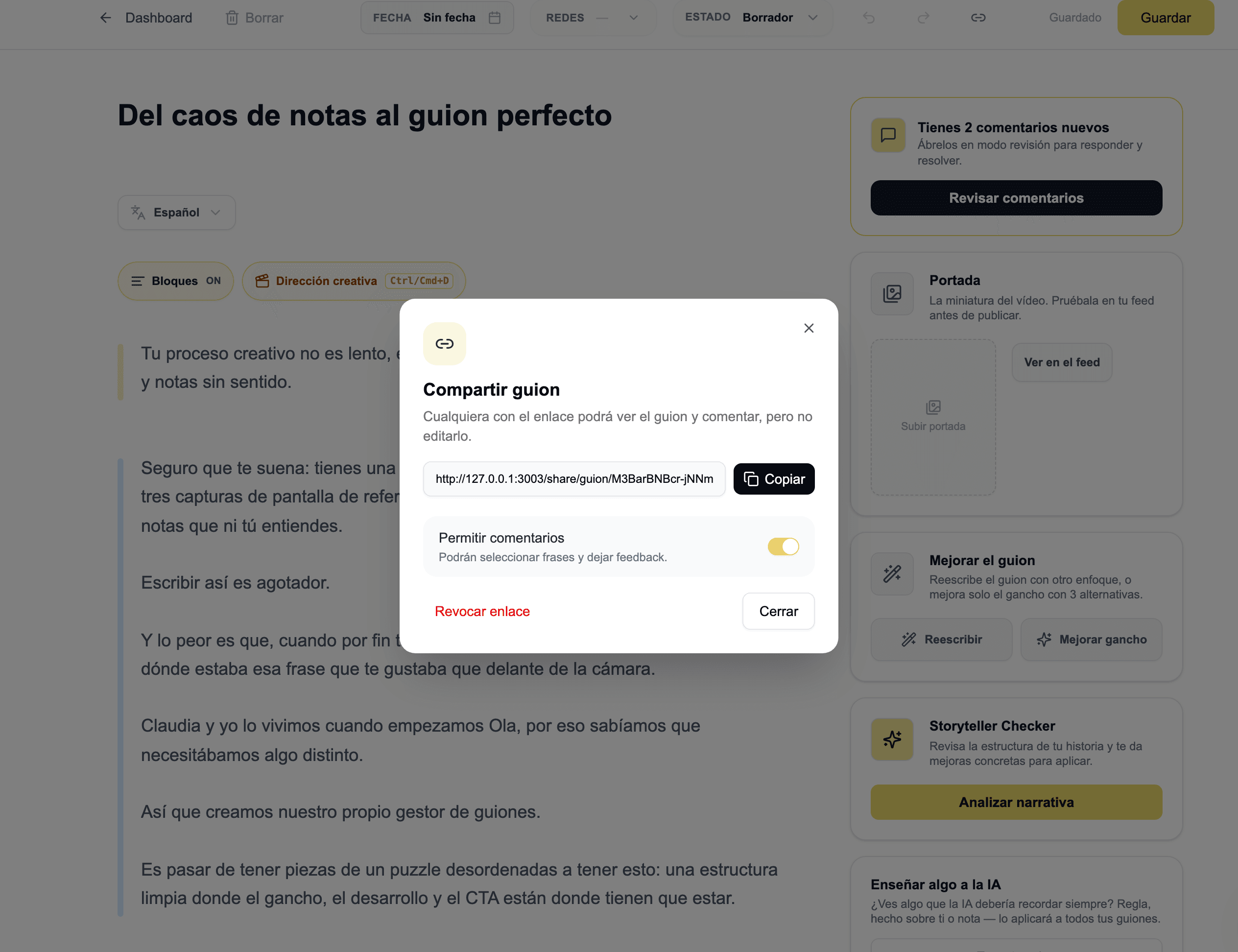 Un guion compartido con la marca, lo que ve ella al abrirlo y sus comentarios de vuelta